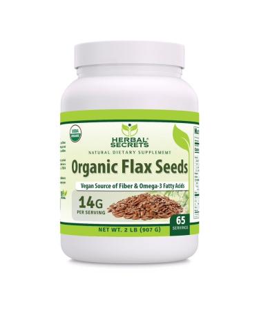 Herbal Secrets Whole Flax Seeds Supplement | 907 G | 14 G Per Serving | Raw Vegan | Non-GMO | Gluten-Free | Made in USA