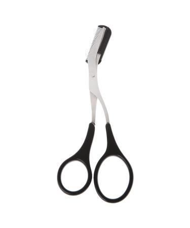 Laimoere eyebrow scissors stainless steel professional precision eyebrows trimmer tools with comb small eyebrow care beauty tool for men (black)
