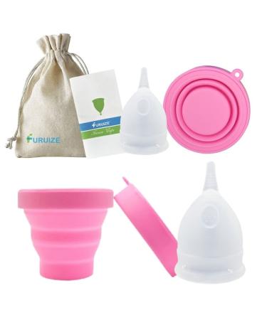 Furuize Easy menstrual cup with sterilization cup.Medical soft silicone prevents infections and strengthens the pelvic floor.Healthy economic and environmentally friendly (size S)