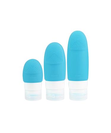 Cosogreen Silicone Travel Bottles Portable Squeeze Bottle for Lotion Shampoo Bath Lotion 3 Pack (Blue)