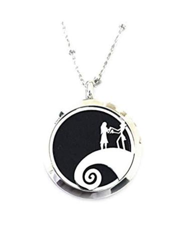 FIKA The Nightmare Before Christmas Jack Skellington Car Air Freshener Diffuser Vent Clip Or Necklace Locket Aromatherapy Essential Oil Great for Travel Pads (Necklace)
