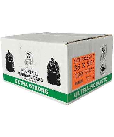 Industrial Extra-Strong Garbage Bags 35" x 50" Black 100 Pack
