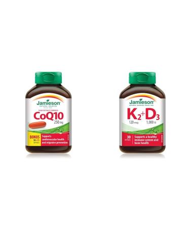 CoQ10 250 mg Extra Strength - Coenzyme Q10 Non-GMO Gluten-Free & Vitamin K2 120 mcg and Vitamin D3 1 000 IU