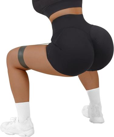 Women's Butt Scrunch Seamless 5 Inch Workout Shorts - High Waist Stretch Booty Short for Gym/Yoga/Running/Biking - Black Medium - Buy Online on GoSupps.com