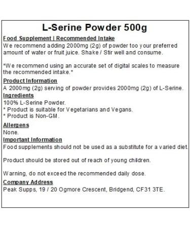 L-Serine Powder - 500g - Amino Acid - Vegan Friendly - Buy Online on GoSupps.com