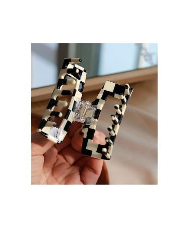 2Pcs Black/White Checkered Hair Claw Clips for Thick Hair - Stylish & Strong Clips for Women/Girls by YOEMAYUNER - Buy Online on GoSupps.com