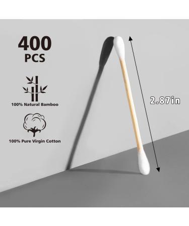 Organic Cotton Swabs 400 Pcs - Natural Bamboo Biodegradable Double Tipped q tips for Ears & Makeup | Wooden Sticks | 400Pcs Pack - Buy Online on GoSupps.com