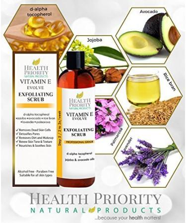 Organic Vitamin E Exfoliating Facial Scrub with Jojoba Pearls - Gentle Exfoliator for Sensitive Skin & Acne - 2 Fl Oz - Buy Online on GoSupps.com