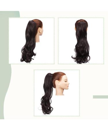 Curly Wavy Clip In Ponytail Extension 18 Inch Dark Brown - Synthetic Hairpiece - Buy Online on GoSupps.com