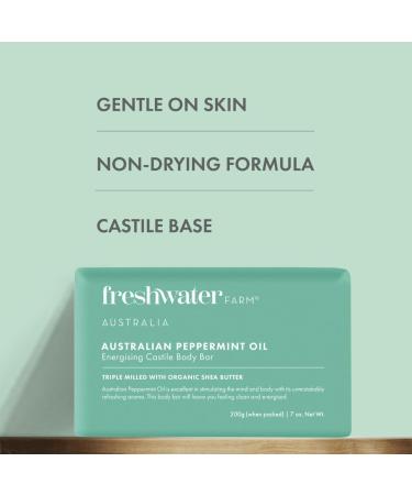 Energising Castile Body Bar | Australian Peppermint Oil | Natural Triple-Milled Soap with Organic Shea Butter | Buy Internationally - Buy Online on GoSupps.com