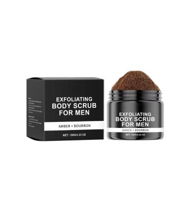 Men's Body Scrub with Sea Salt & Vitamin C - Exfoliating Scrub with Amber and Caramel Gentle for All Skin Types 4.23oz