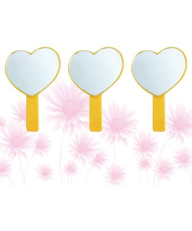 Minkissy Cosmetic Mirror Handheld Heart Shaped Cosmetic Mirror Portable Travel Mirror for Women 3 Pieces (Pink) - Buy Online on GoSupps.com