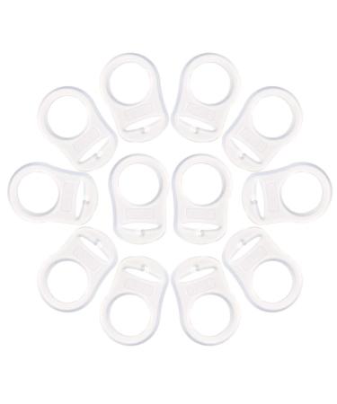 nuoshen 12 pcs Baby Dummy Pacifier Holder Clip Adapter Silicone Button Ring Dummy Pacifier Holder Clip Adapter White