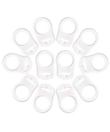 nuoshen 12 pcs Baby Dummy Pacifier Holder Clip Adapter Silicone Button Ring Dummy Pacifier Holder Clip Adapter White