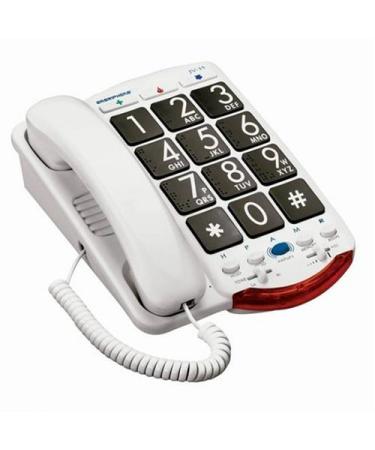 Ameriphone JV35 Phone with 37-dB Amplification, Braille Characters and Talk Back (White)