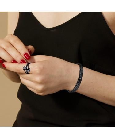Vicmag Magnetic Bracelet for Women - Titanium Steel Double Row Black Magnet Bracelet with Gift Removal Tool - Buy Online on GoSupps.com