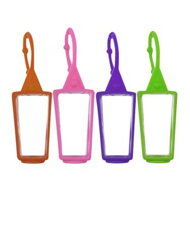 By The Clique Silicon Sleeves for 30ml Pyramid bottles | Set of 4 Bright Colors | Hook to Back Packs Purses and Key Chains Bright Sleeves