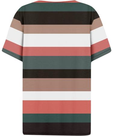 Women's Striped V-Neck Henley T-Shirt - Oversized Casual Blouse | Trendy Aesthetic Tunic in Light Pink - Buy Online on GoSupps.com