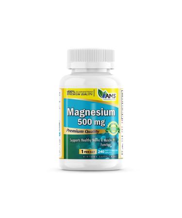 America Medic & Science Magnesium 500 mg (240 Caplets) Pack of 1 for Men & Women Supports Healthy Nerve & Muscle Functions Boosts Exercise Performance