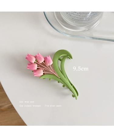 Tulip Flower Hair Claw Clip for Women and Girls - Metal Non-Slip Hair Clamp - Buy Online on GoSupps.com