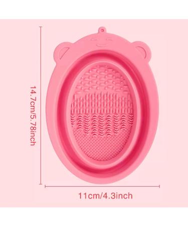 Buy Foldable Silicone Makeup Brush Cleaning Mat & Bowl - Pink Brush Cleaner Pad for Sponges | International Shipping Available - Buy Online on GoSupps.com