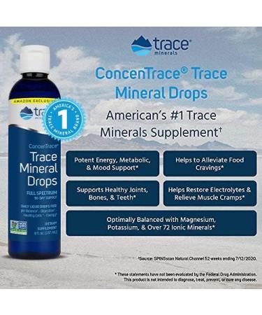 ConcenTrace Liquid Drops | 72+ Minerals for Energy & Hydration | Ionic Magnesium, Potassium, Chloride | 96 Day Supply 8 fl oz - Buy Online on GoSupps.com