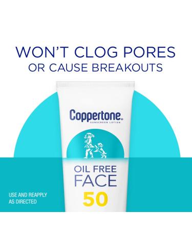 Coppertone SPF 50 Oil-Free Face Sunscreen 3 fl oz - Water Resistant Travel Size Sunscreen - Buy Online on GoSupps.com