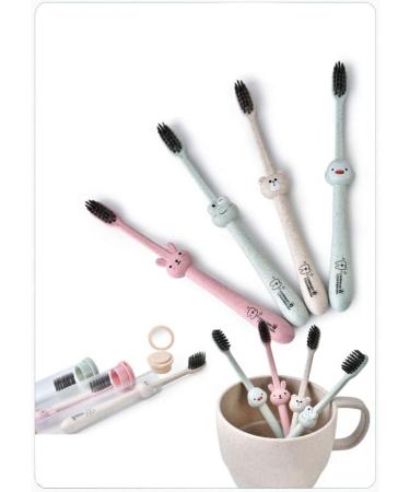 Rryilong Children Baby Toothbrush - Comic Handle Bamboo Charcoal Natural Wheat Straw Oral Care - Buy Online on GoSupps.com