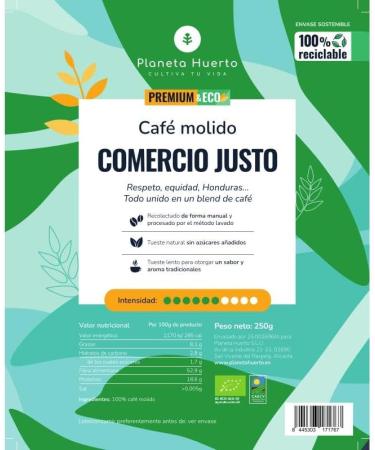 Ground coffee Eco Honduras Fair trade Planet vegetable garden 250 g - Buy Online on GoSupps.com