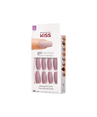 KISS Gel Fantasy 'Stick Together' Dark Pink Press-On Nails Kit with Mega Adhesive Tabs and Pink Gel Glue - Includes Manicure Stick, Mini File, and 28 Fake Nails - Buy Online on GoSupps.com