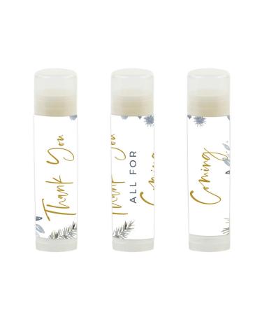 Andaz Press Winter Watercolor Snowflakes and Gray Florals Baby Shower Party Collection Lip Balm Baby Shower Party Favors Thank You All for Coming Baby Shower Party Favors 12- Pack Thank You Lip Balm