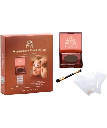 Ikos Eyebrow Shape Liner Set - Perfect for Blonde to Redhead with 3 Stencils Powder & Brush | International Shipping Available - Buy Online on GoSupps.com