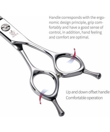 Fenice Peak 7.5'' Curved Thinning Shears for Dog and Cat Grooming | V-Shaped Teeth | 440C Stainless Steel - Buy Online on GoSupps.com