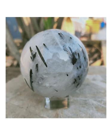 Stone Crafts Natural Black Tourmaline Quartz Crystals and Stones Specimen Polished Crystal Sphere Home Decoration Gift Natural Luster