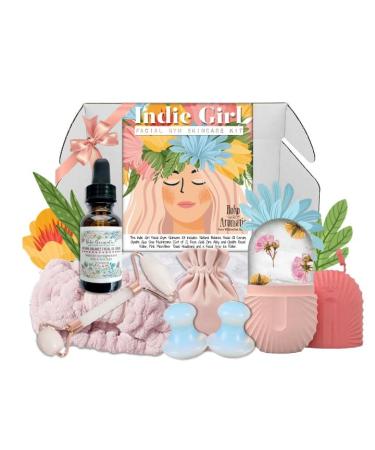 BOHO AROMATIC'S Indie Girl Skincare Gift Set - Facial Spa Kit Gua Sha Mushrooms Facial Oil Cryo Facial Skincare Gua Sha Roller Facial Spa Set Gift Set for Women