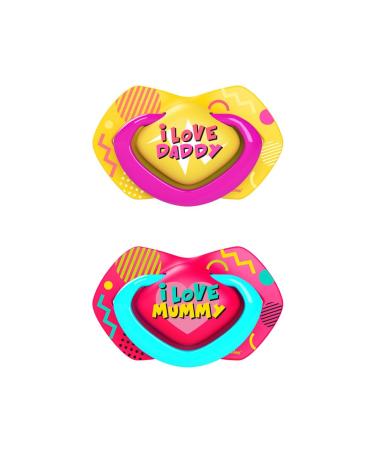 Canpol babies silicone pacifiers 2 pieces (18 m+ Neon Love Girl)