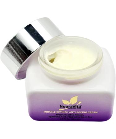 Miracle Retinol Anti-Ageing Cream | (50ml) | 0.3% Retinol | Hyaluronic Acid | Vitamin E | Green Tea | Vegan and Halal Friendly | UK Brand by NooraVita. - Buy Online on GoSupps.com