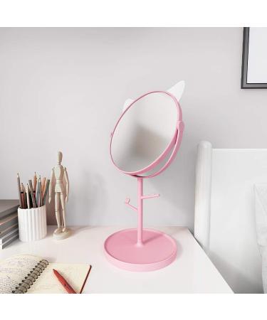 Louphee Cute Cat Ears Desk Mirror - Kawaii Vanity Mirror for Bathroom or Bedroom in Pink - Buy Online on GoSupps.com