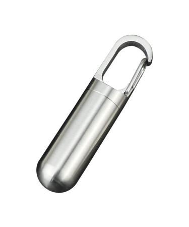 Pill Box Keychain Stainless Steel Waterproof Pill Organizer for Outdoor Travel (Mini)