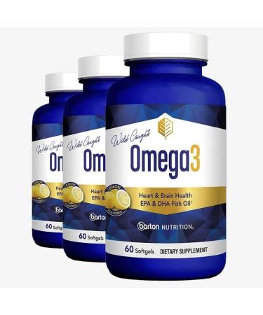 Barton Nutrition Omega3 - Heart & Brain Support Formula with Fish & Krill Oil - EPA & DHA - 60 Doctor Formulated Capsules - Buy Online on GoSupps.com