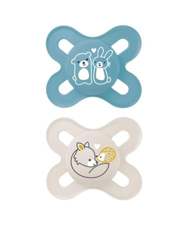 MAM Original Start pacifiers for newborns in a set of 2 Skinsoft silicone with pacifier box 0-2 months light blue