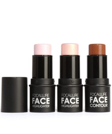 3-Piece Contour Stick Set - Highlighter, Bronzer, Concealer Cream for Long-Lasting 3D Shimmer Contouring - Buy Online on GoSupps.com