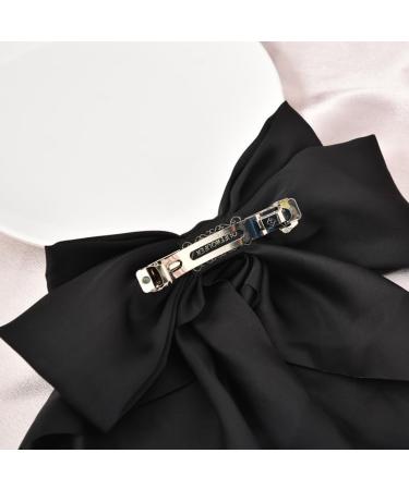 Black Bow Hair Clip for Women Girls Womens Black Bow Ribbon Hair Clip for Teen Girls Bow Barrette Hair Clips for Women French Barrette Hair Clip Bow for Long Hair Ornaments for Women - Buy Online on GoSupps.com