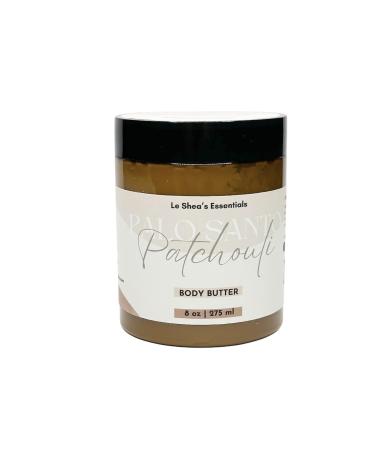 LE SHEA Palo Santo and Patchouli Whipped Body Butter African Shea Butter Mango Butter Vitamin E Oil Skin Cream Vegan Moisturizer Plant Based. Dry Cracked Hands Feet 8 oz