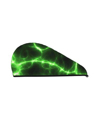 Green Lightning Microfiber Hair Towel Soft Super Absorbent Hair Towel Wrap for Women Coral Velvet Quick Dry Hair Cap for Long Curly and Thick Hair