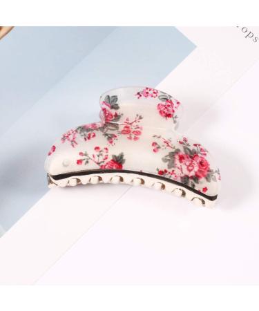 Medium Tortoise Shell Hair Claw Clips Set for Women Girls - 4 Pack | Strong Grip Teeth Clamps for Thick/Thin Hair | Cute Floral Print Nonslip Acrylic Design - Buy Online on GoSupps.com