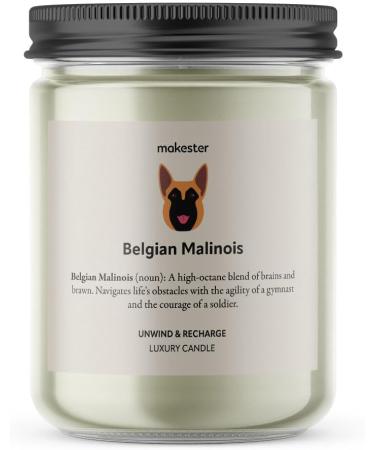 Belgian Malinois Candle - 220g Soy Wax with Vanilla Jasmine & Almond - Perfect Gift for Dog Lovers | Makester - Buy Online on GoSupps.com