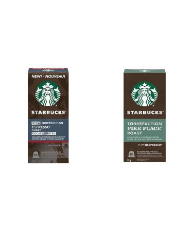 Starbucks by Nespresso Decaf Espresso Roast Nespresso Coffee Capsules Original Line Compatible 5 X 10 Nespresso Coffee Pods 50 Count & By Nespresso Pike Place 10 Nespresso Coffee Pods Decaf Espresso + Pike Place Roast 10 count (Pack of 5)