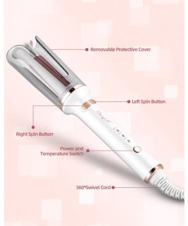 CkeyiN Automatic Hair Curler 25mm - Professional Anti-Scalding Curling Iron for Long & Short Hair - 3-Speed Adjustable Temperature - White - Buy Online on GoSupps.com