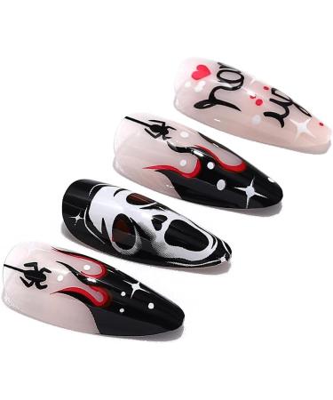 Coffin False Nails Halloween Decorations Ghost Press on Nails Grave Noctilucent Stick on Nails Ballerina Acrylic Fake Nails 24Pcs for Women and Girls (Size : B) - Buy Online on GoSupps.com